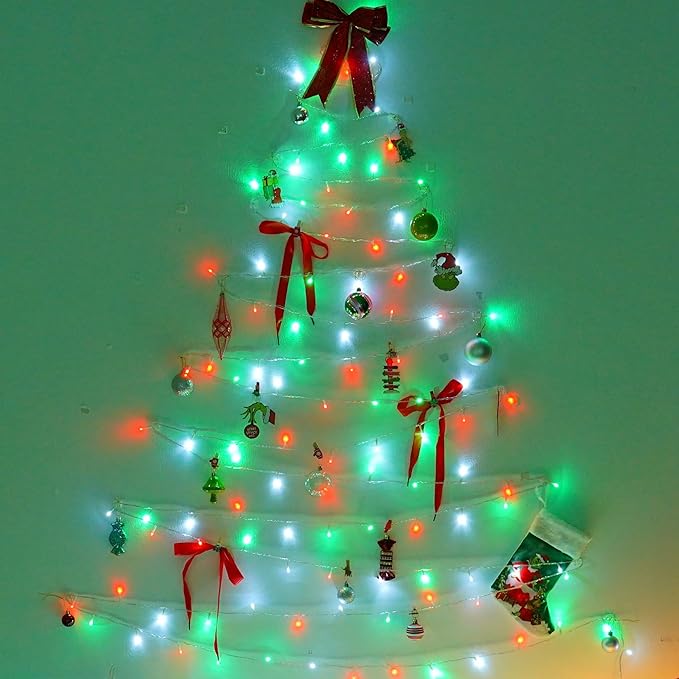 String Lights, 500 LED Outdoor Holiday Lights, 165ft Red White Green