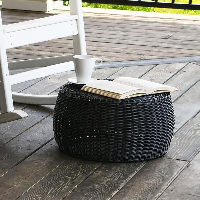 Household Essentials Handwoven Resin Storage Stool Ottoman - Image 6