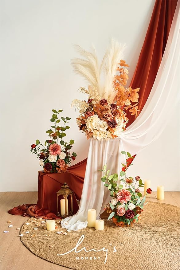 Artificial Flower Arrangements 4 Pack Terracotta Fall Wedding Decor