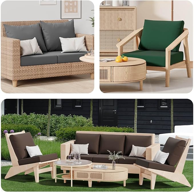 Cushion Covers 8 Pack, Dark Green Stretch Fit, Washable Outdoor Patio