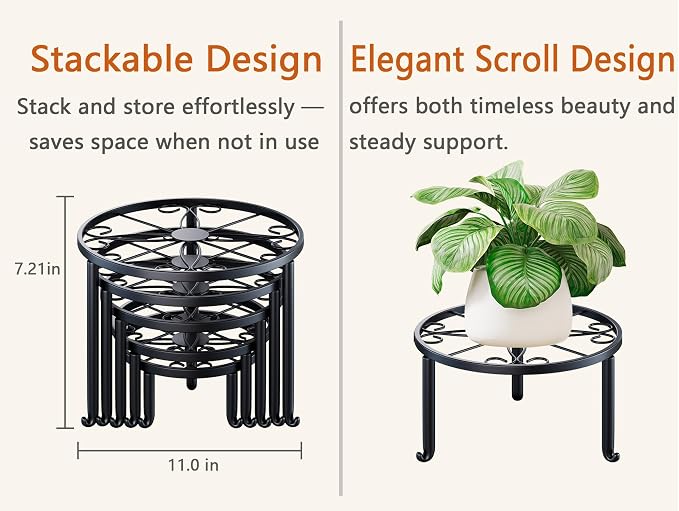 5 Pack Plant Stand for Flower Pot Heavy Duty Potted Holder Home, Round Plant - Image 5