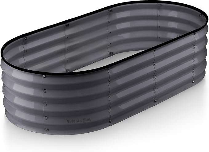 Plant & Plot Galvanized Raised Garden Beds Outdoor // 4×2×1 ft Planter Raised by PlantPlot