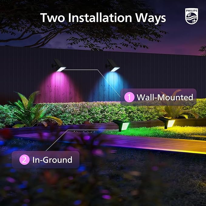 Philips 4 Packs Solar RGBW Spot Lights Outdoor, 18 LED Solar Powered Landscape - Image 6