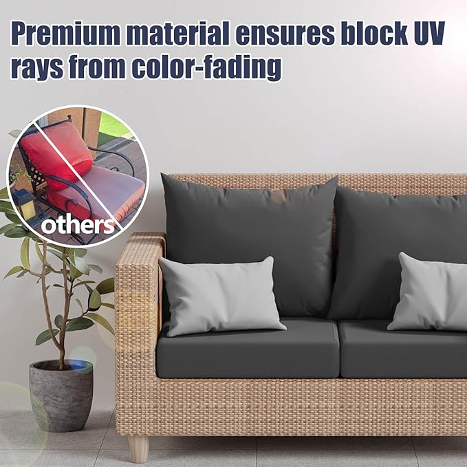 Cushion Covers, Stretch-Fit 8-Pack in Medium Grey for Patio and Indoor Seats