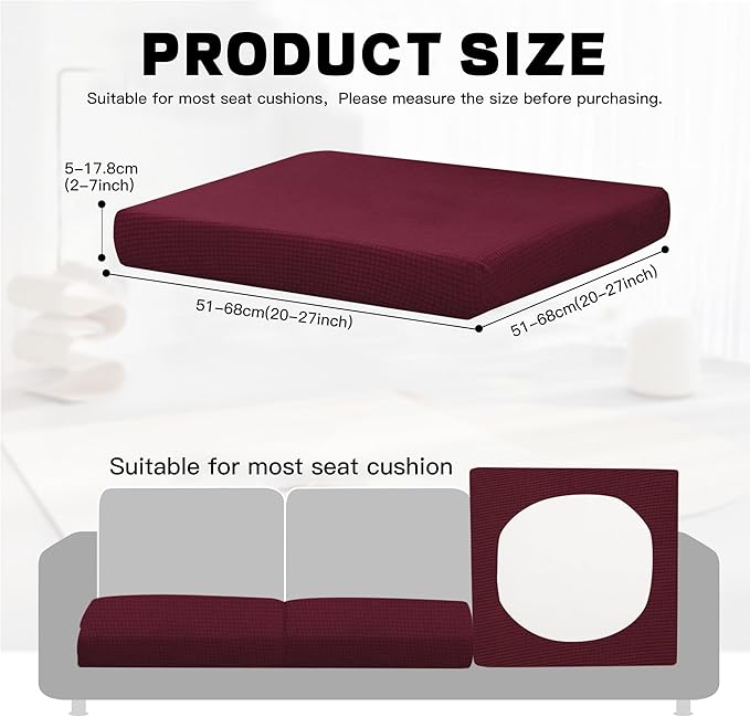 Cushion Covers for Patio, 8-Piece Set in Claret, Polyester Spandex