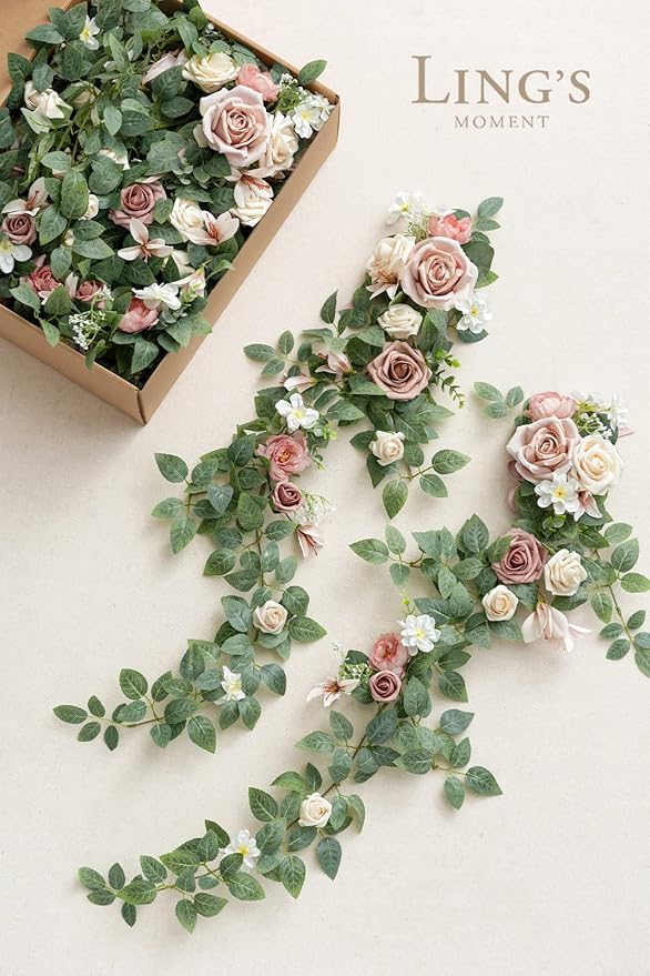 Artificial Flowers Wedding Chair Floral Swags, 10 Pack, Dusty Rose