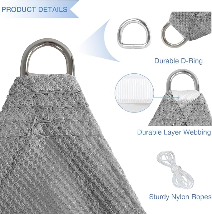 E&K Sunrise 23' x 23' x 23' Sun Shade Sail Triangle Canopy Shade Cover UV Block - Image 4