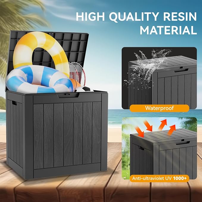 KAMABOKO Deck Box, 32 Gallon Resin Indoor and Outdoor Storage Boxes Waterproof - Image 5