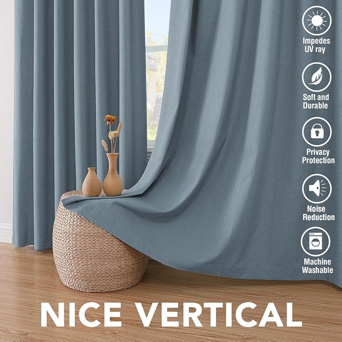 H.VERSAILTEX Linen Blackout Curtains 84 Inches Long 100% Blackout Thermal - Image 7