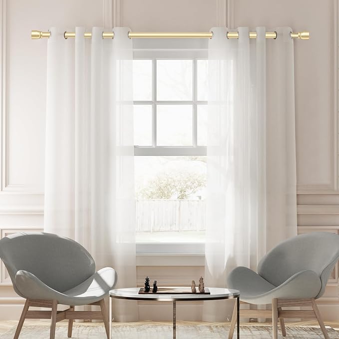 1” Diameter Gold Curtain Rod Itself is 30-60 inch 2 Pack, Fit 30 to 56 Windows - Image 6