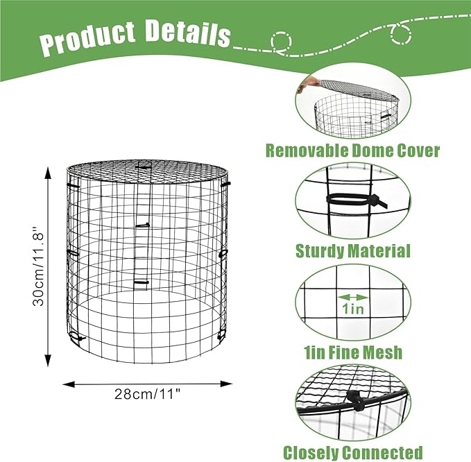Plant Cages Supports 5 Sets Black Vinyl Coated Wire Garden Protectors