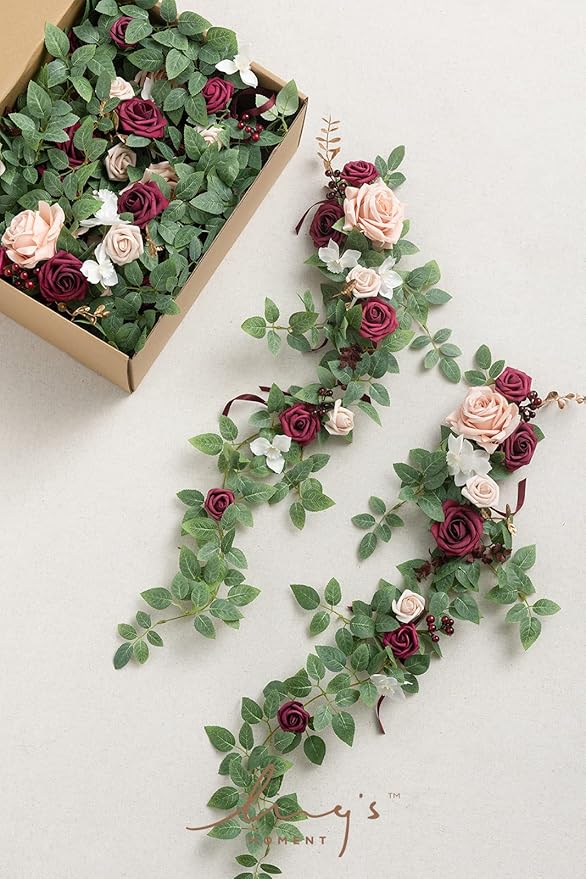 Artificial Flower Wedding Chair Swags, 10 Pack, Blush & Marsala