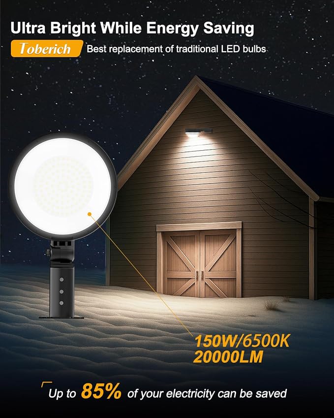 LED Barn Light 4 Packs, 150W 20000LM Yard Area Lights Dusk to Dawn Outdoor - Image 2
