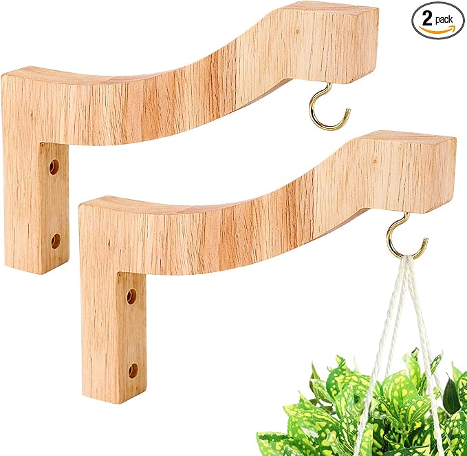 7-Inch Wooden 7-Shaped Wall Hook Plant Hanger – Ideal by DSJIFGEW