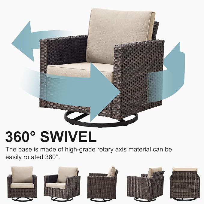 Belord 7 Piece Outdoor Furniture Patio Wicker Sofa Set, Oversize Outdoor Swivel - Image 5