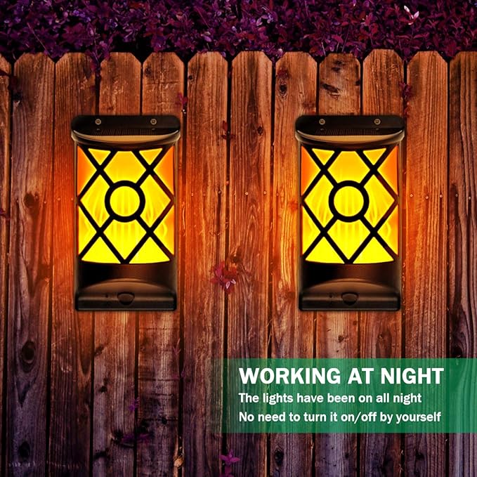 Wall Lights - Black Solar Flame Lantern with Dancing LED Effect