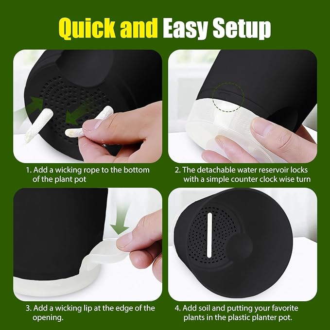 Plant Pots 8 Inch Self Watering Pots, 2 Pack Plastic Planters - Image 3