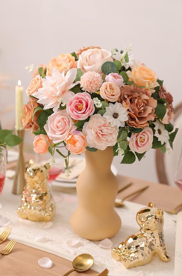 Artificial Flowers, 25 Champagne Pink Heads with 40 Wired Stems