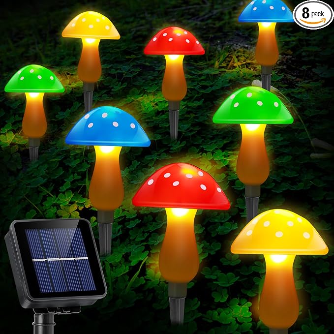 Solar Garden Decor Lights, Solar Powered Mushroom Outdoor Waterproof Long by ReyeeInc