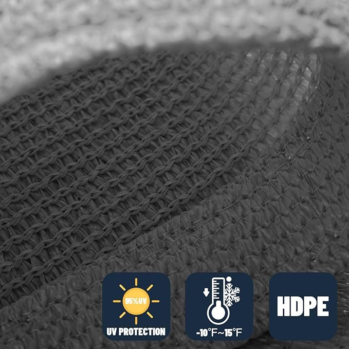 SUNNY GUARD Custom Size 9'x18' Dark Grey Sun Shade Sail Rectangle UV Block Shade - Image 4