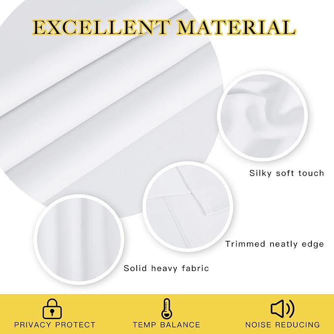 NICETOWN 50% Blackout White Living Room Curtain 108 inches Long - Image 4