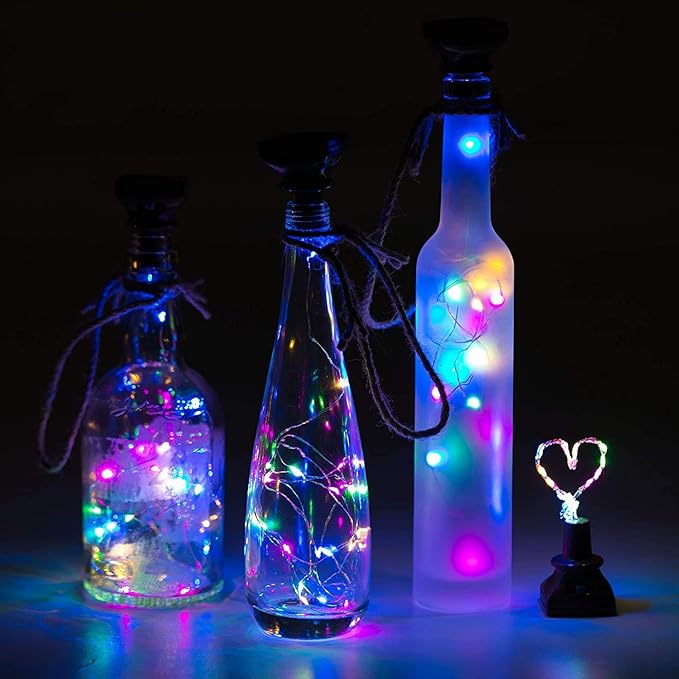 Solar Wine Bottle Lights, 12 Pack Copper Fairy String Lights in 3 Colors