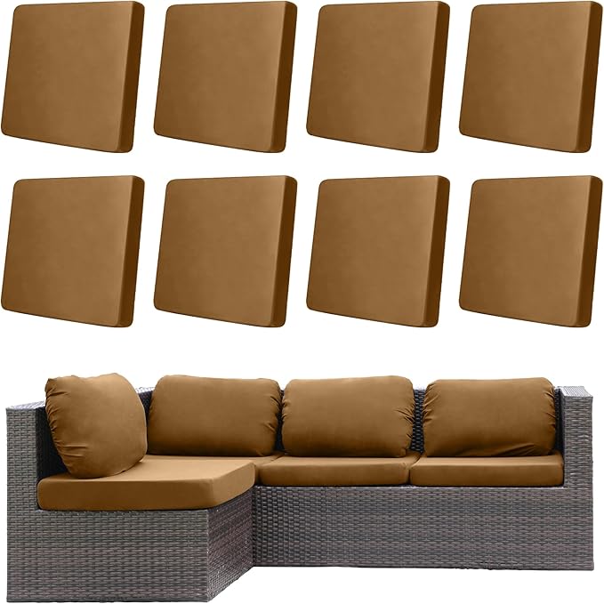 Cushion Covers, 8 Pack, Camel Stretch Slipcovers for Patio Furniture