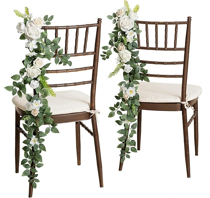 Artificial Wedding Aisle Flower Swags, 10 Pack, 30-Inch White and Sage