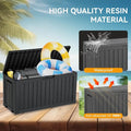 Deck Boxes Outdoor Storage, 72 Gallon Black Resin, Lockable