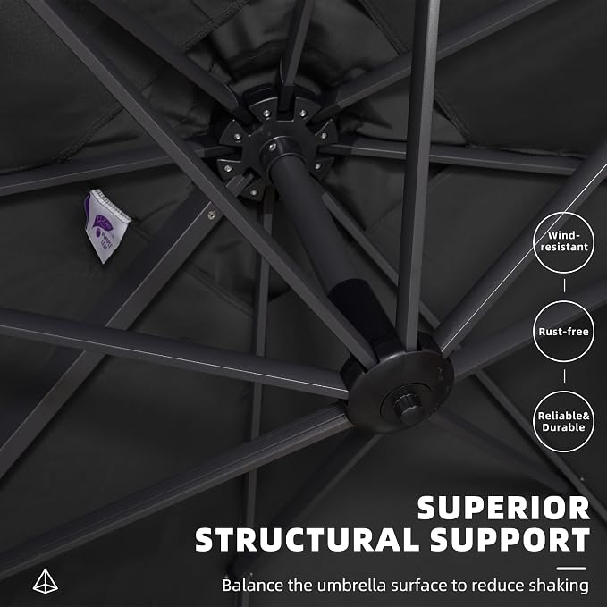PURPLE LEAF 9' X 11.5' Square Cantilever Umbrella Patio Umbrella - Image 7