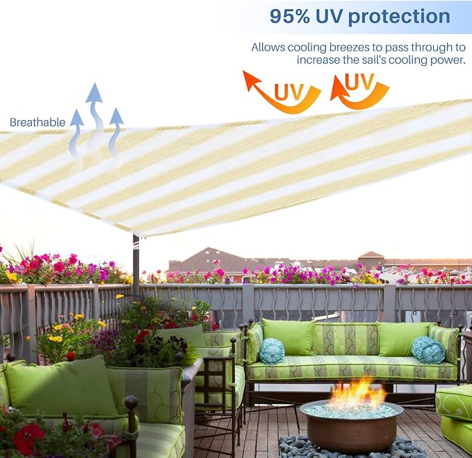 E&K Sunrise 19' x 19' x 19' Sun Shade Sail Triangle Canopy Shade Cover UV Block - Image 5
