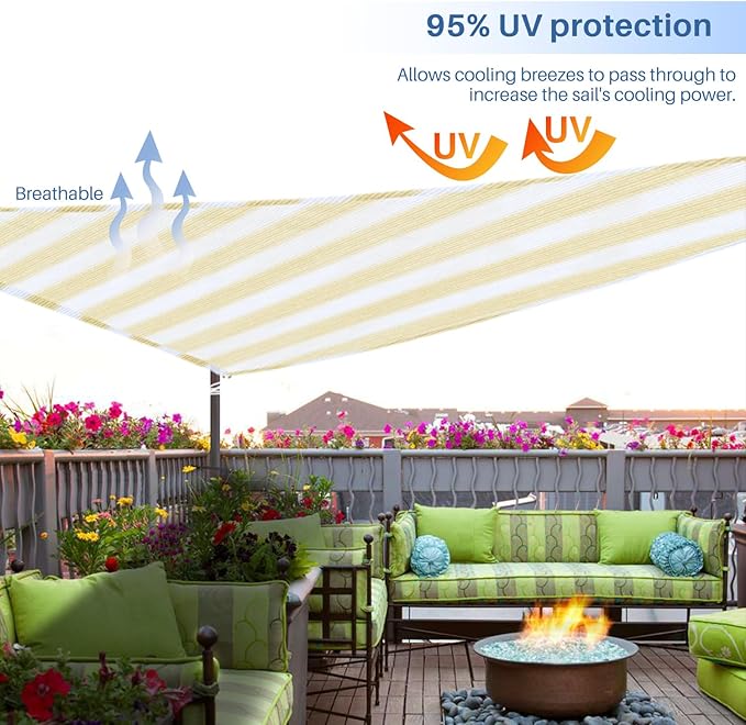 E&K Sunrise 7' x 7' x 7' Sun Shade Sail Triangle Canopy Shade Cover UV Block - Image 5