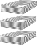 3 Pack 8x4FT Corrugated Galvanized Steel Raised Garden Bed Outdoor, Metal Above by CATMANOR