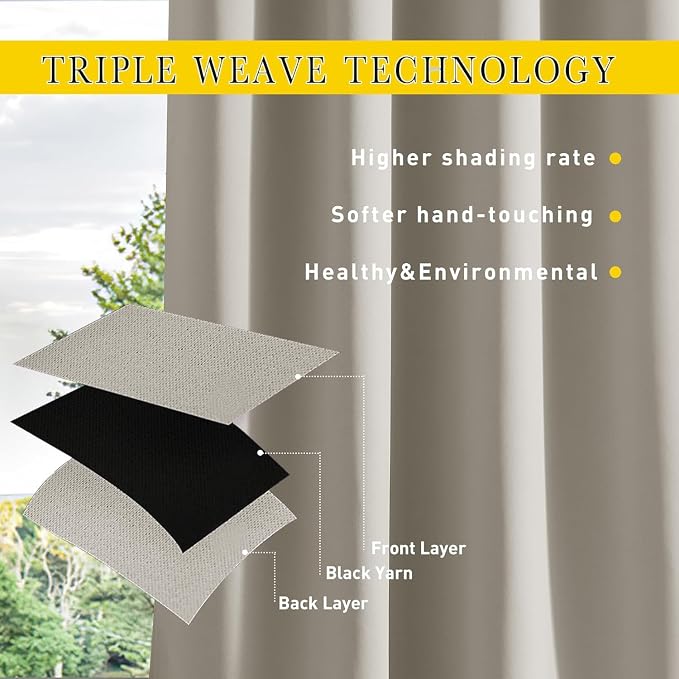 NICETOWN 2 Panels Natural Gazebo Curtains Outdoor Waterproof & Windproof - Image 6