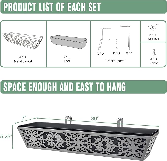 6 Pack 30 Inch Window Boxes Planter - Image 7