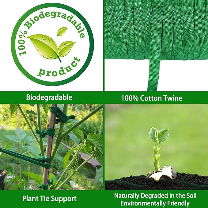 Plant Ties, 164 Feet 8mm Green Garden Twine Soft Garden String Stretchy Tree - Image 4