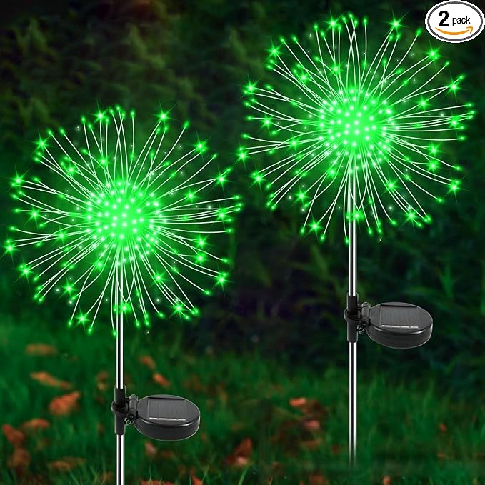 Solar Garden Lights Outdoor, 2 Pack 120 LED Twinkling Firework Lights Decorative by Yaafen