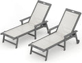LUE BONA Chaise Lounge Chair Outdoor Set of 4, HDPS and HDPE Wicker Chaise by LUEBONA