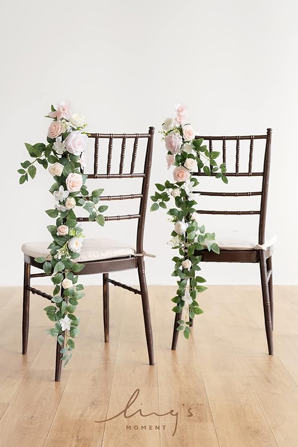 Artificial Flowers Wedding Chair Swags, 10 Pack, 30-Inch Blush