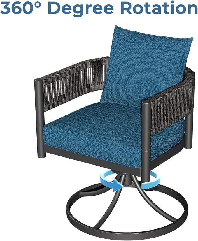 Grand patio Outdoor Dining Set, 7-Piece Patio Table and Chairs Set, Metal Woven - Image 3