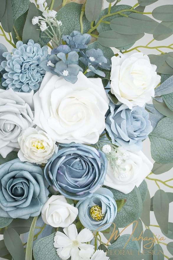 Grayish Blue Artificial Flower Arch Swag Kit, Silk, Pack of 4