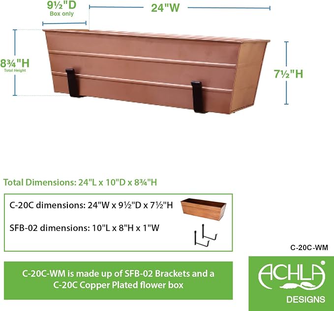 Achla Designs Medium Copper Flower Box - Image 2