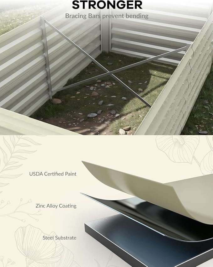 CABIHOME 2 Pcs 8x4x2 Ft Galvanized Raised Garden Bed, Deep Root Planter Box - Image 7