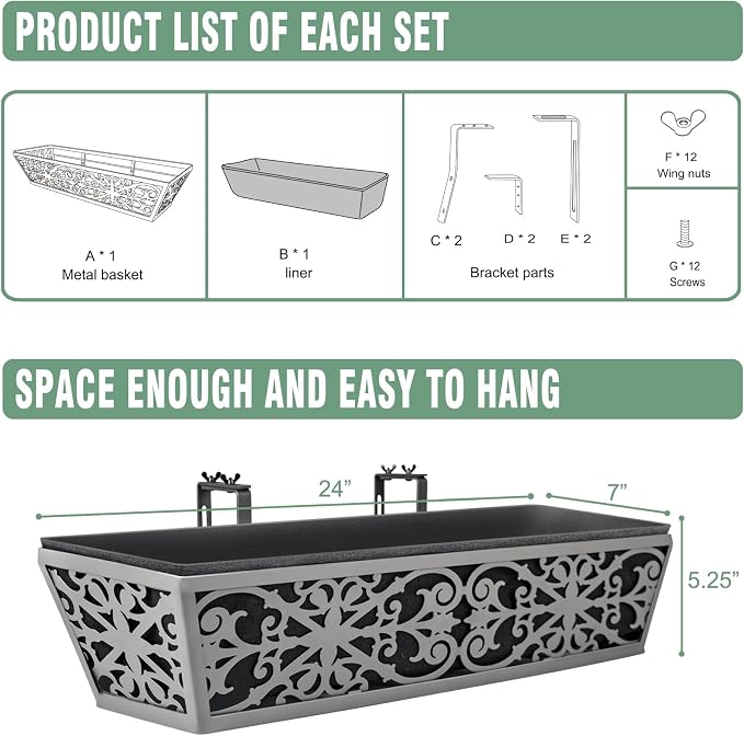 6 Pack 24 Inch Window Boxes Planter - Image 7