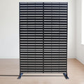 Decorative Fence Metal Privacy Screen, Black Horizontal Slat, 74 in H