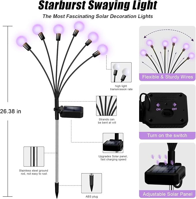Solar Garden Lights Outdoor, Waterproof Solar Powered Lights - Image 5