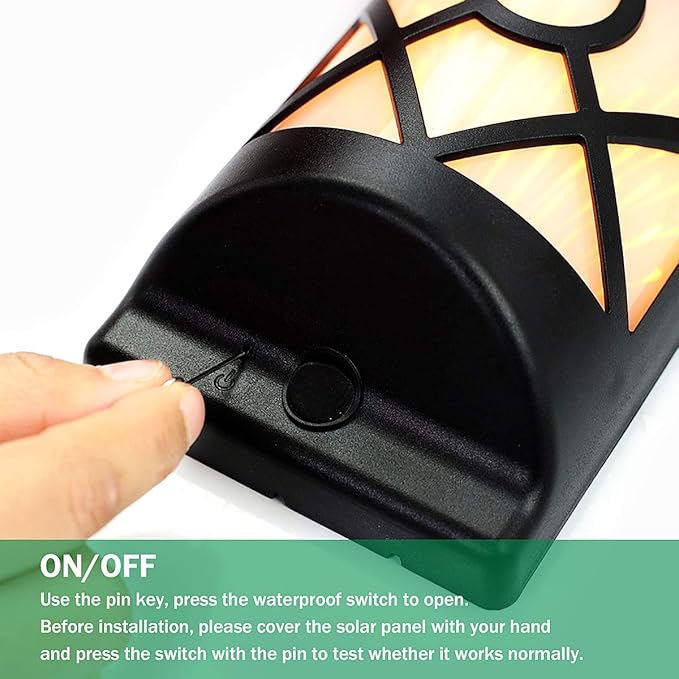 Wall Lights - Black Solar Flame Lantern with Dancing LED Effect