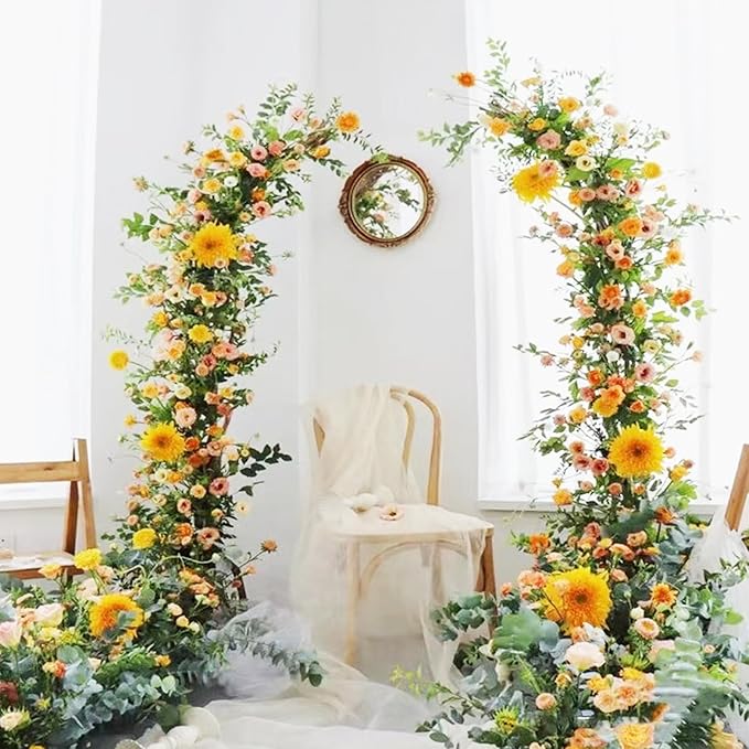 Arbors Metal Wedding Arch Set of 2 White Powder-Coated Backdrop Stands