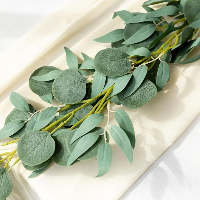 Artificial Plants Greenery Garland, 5 Pack Green Eucalyptus, 6.56 Ft Each