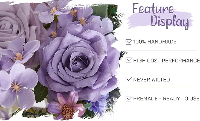 Artificial Flowers Lilac Silk Wedding Arch Decor Set, Sheer Drapes Included